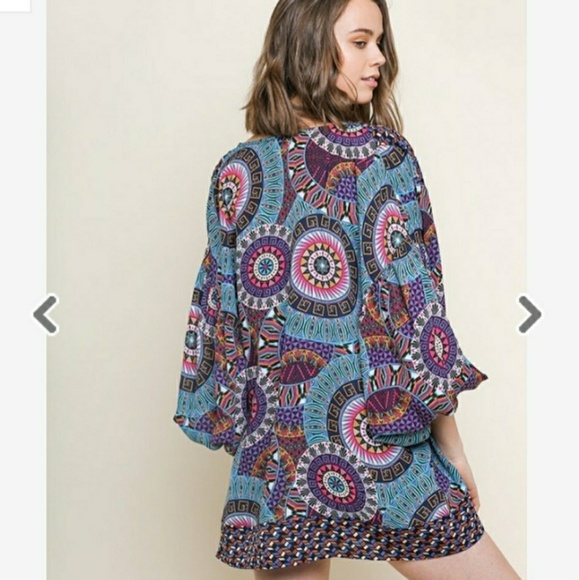 🍒HP🍒Medallion Scraf Print Open Front Kimono - Picture 3 of 8